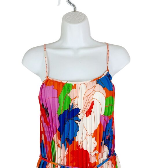 NWT Sam Edelman Retro‎ Multicolor Floral Plisse Sleeveless Midi Dress L - Picture 6 of 9